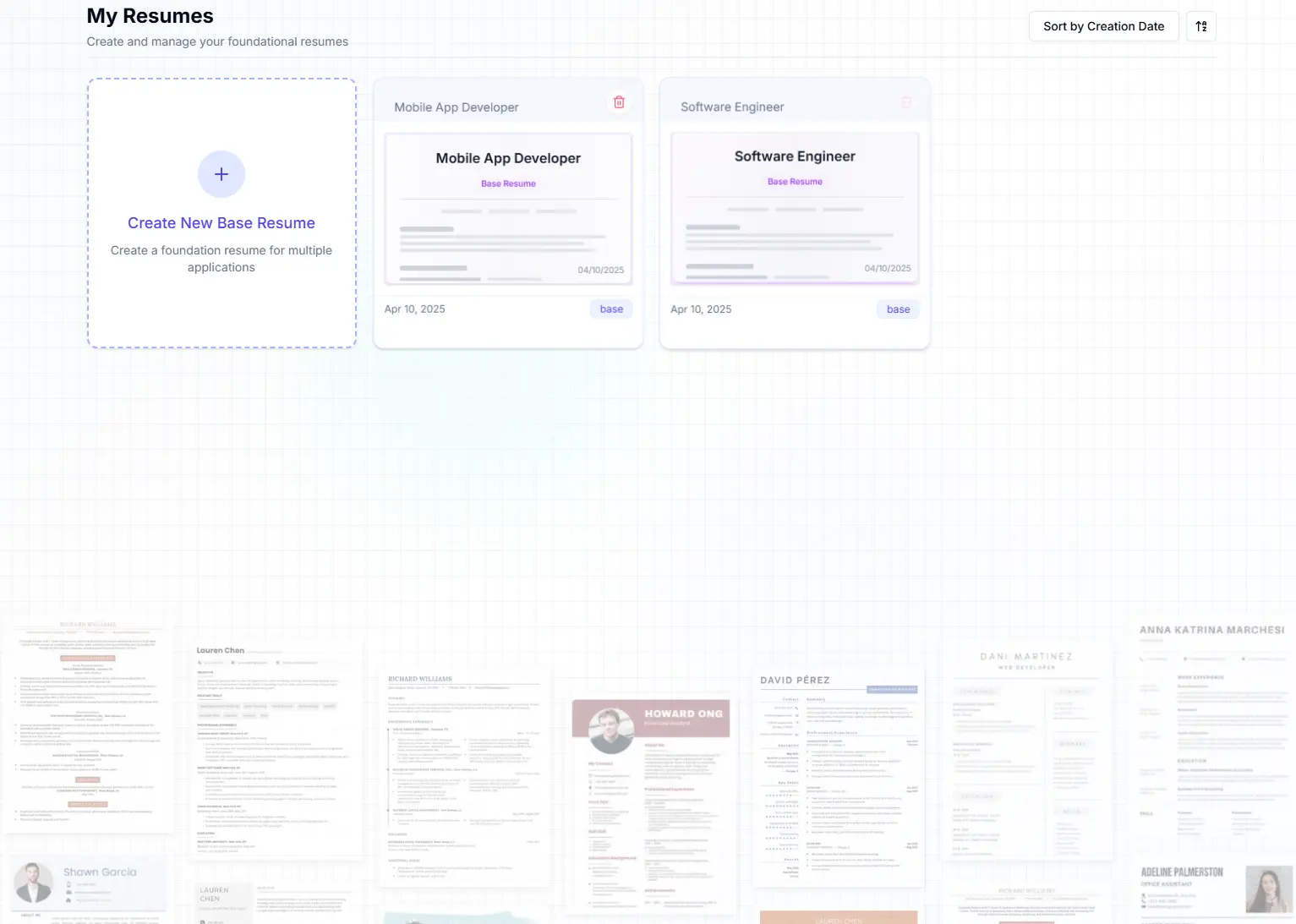 Resume Dashboard Interface